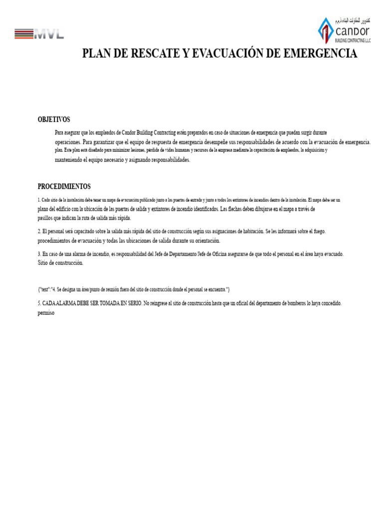 Plan de Rescate y Evacuación de Emergencia | PDF | Administración de ...