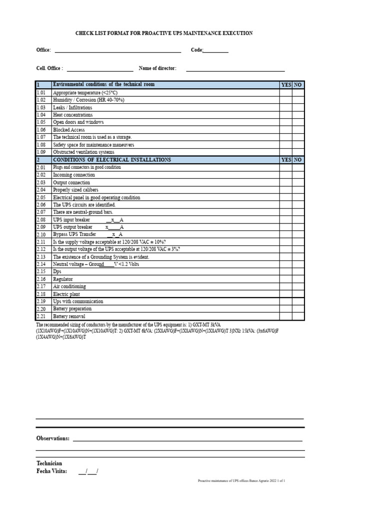 Preventive Maintenance Checklist UPS 2023 | PDF