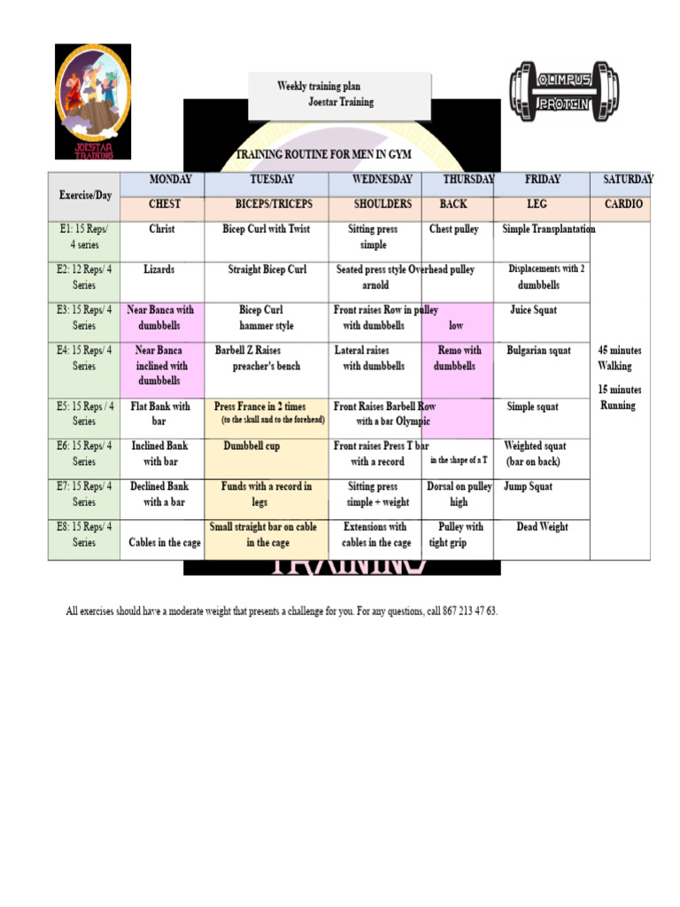 Men's Gym Routine | PDF | Physical Exercise | Physical Fitness