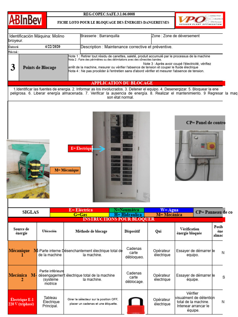 Fiche LOTO pour la sécurité machine | PDF