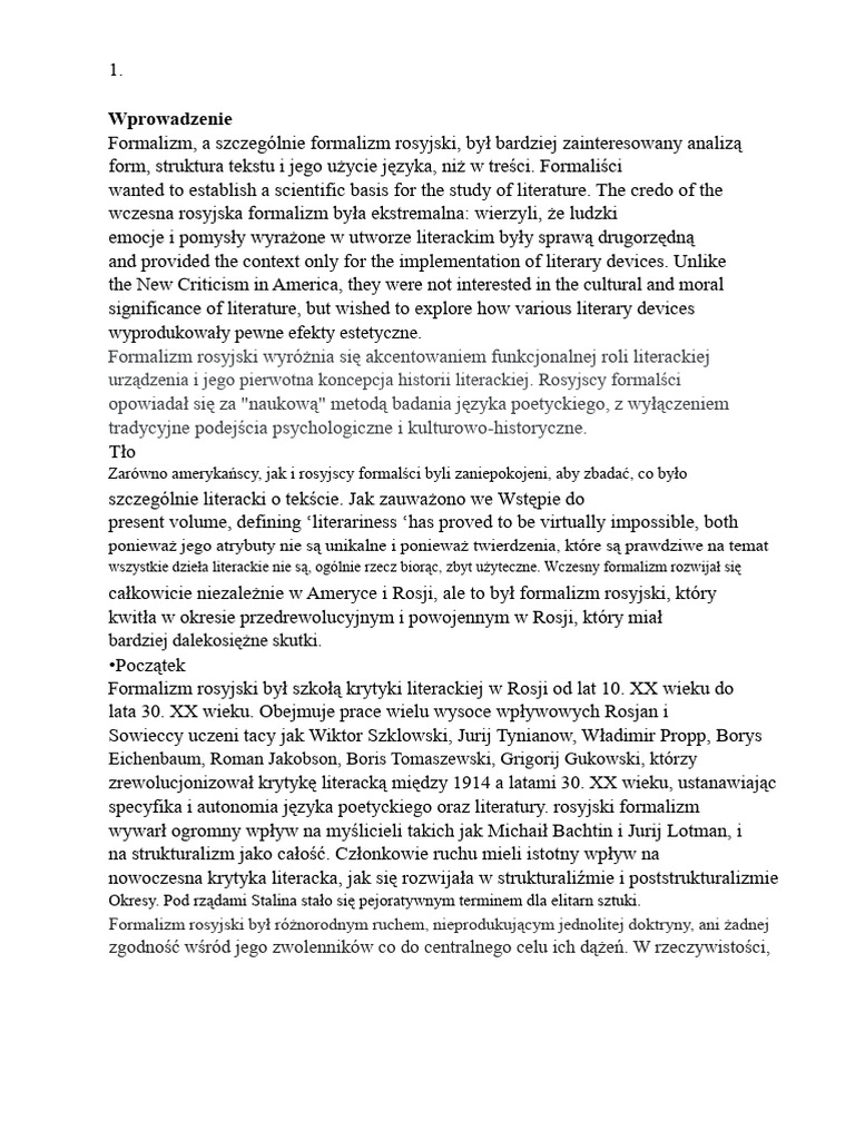 Formalizm Rosyjski | PDF