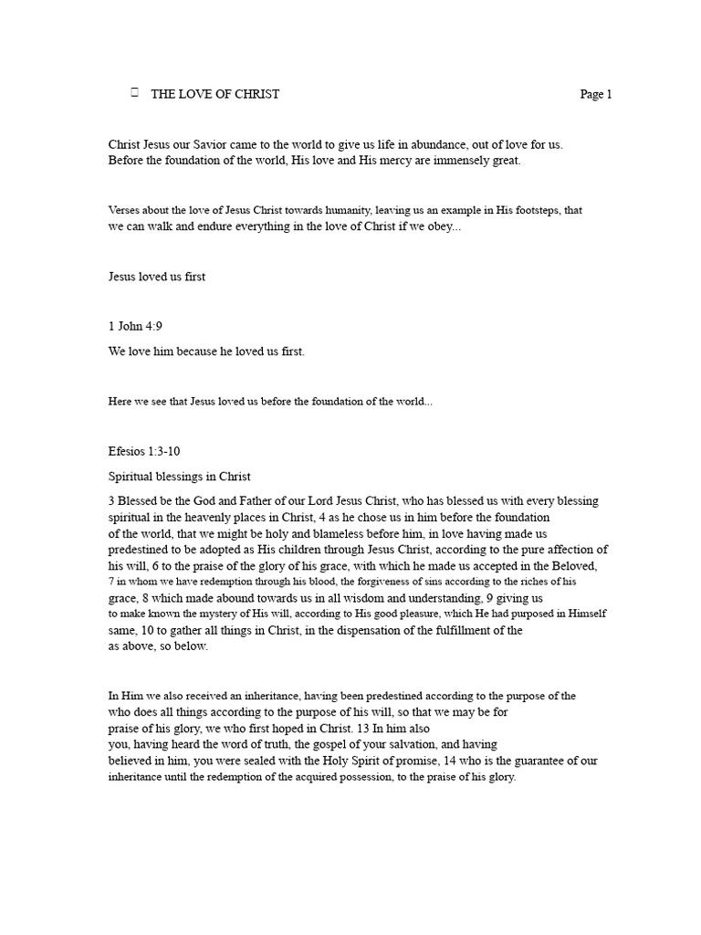 The Love of Christ | PDF | Jesus | Salvation