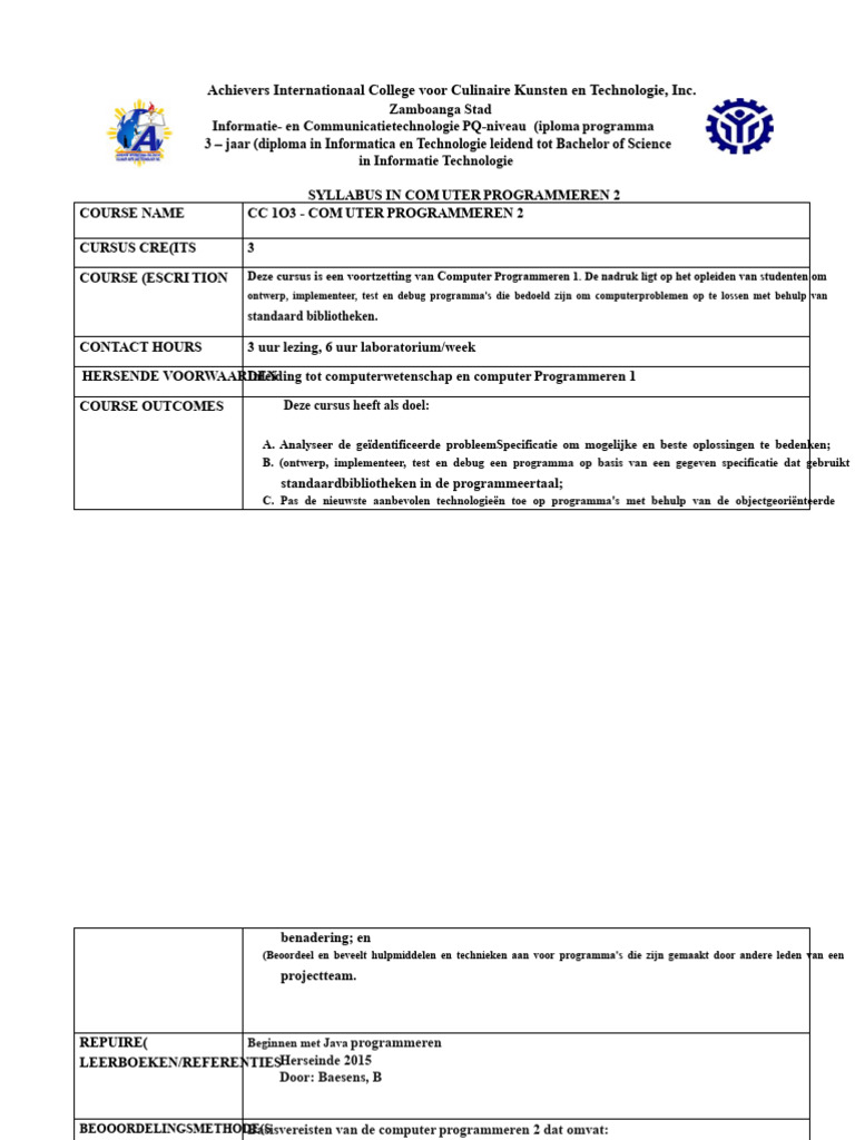 CC 103 - Computerprogrammering 2 | PDF