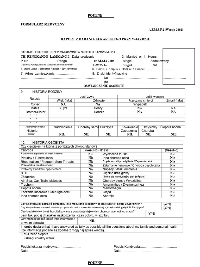 Formularz Medyczny | PDF