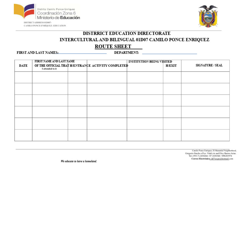 Camilo Ponce Enríquez Education Route Sheet | PDF