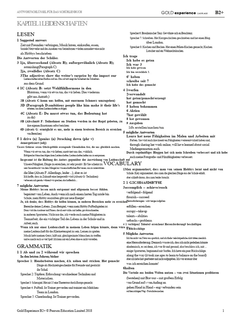 Gold Exp B2P SB Antwortschlüssel | PDF