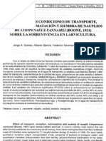 Efecto de Transporte Aclimatacion Nauplios de Camaron