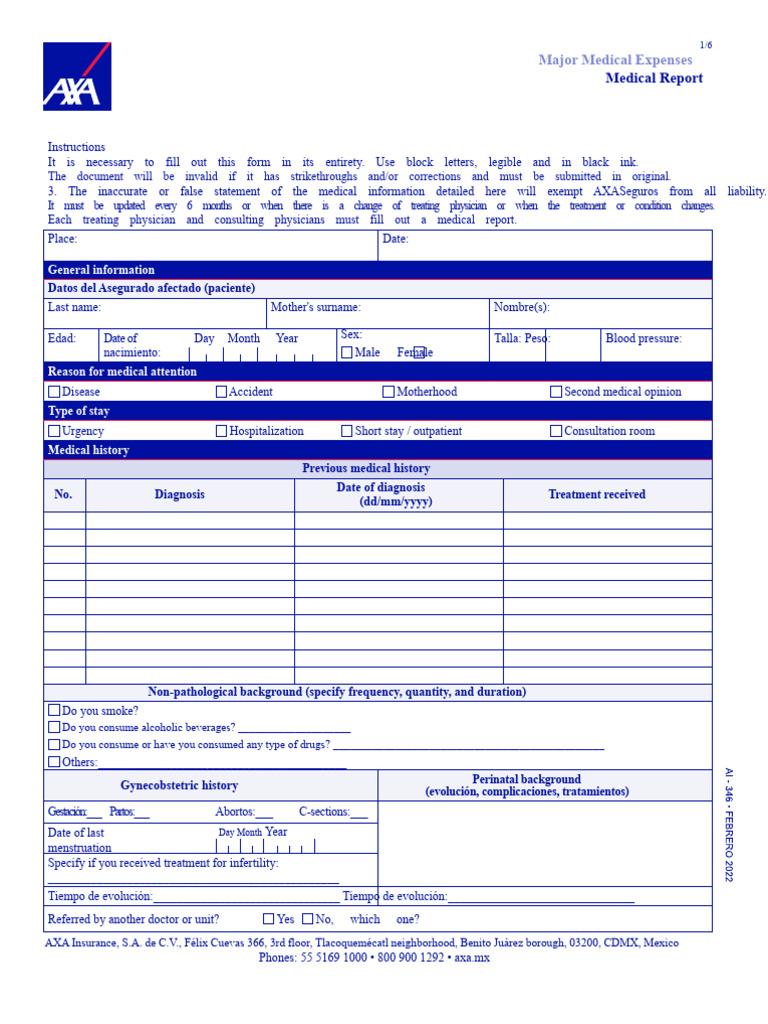 Major Medical Expenses Report Form | PDF | Medical Diagnosis | Medicine