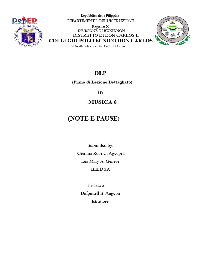 (Note E Pause) : Collegio Politecnico Don Carlos | PDF