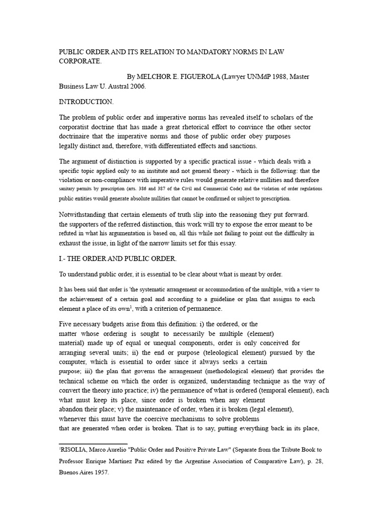 Public Order and Mandatory Legal Norms | PDF | Fallacy | Autonomy
