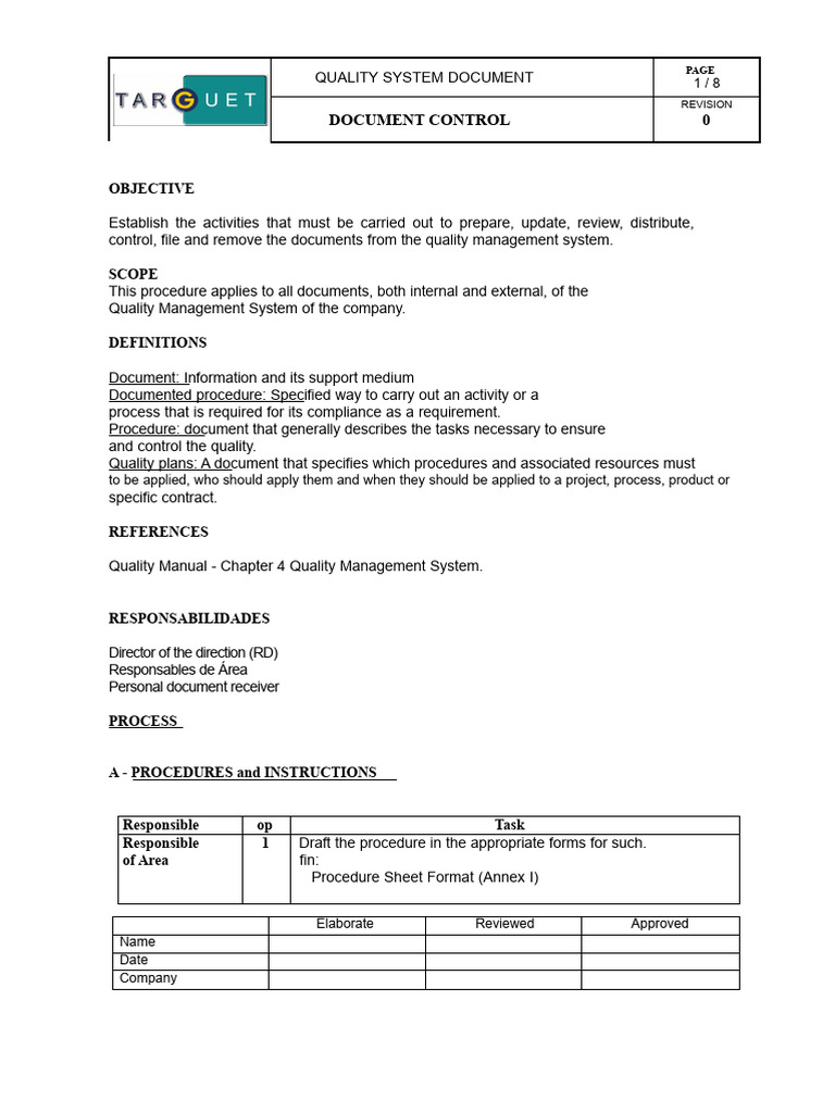 Quality Management Document Control Guide | PDF | Document | Quality ...