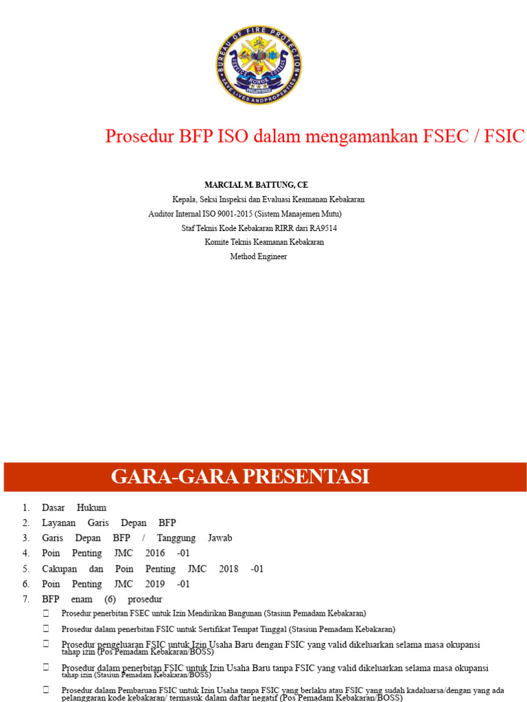Prosedur FSEC dan FSIC BFP 2023 | PDF
