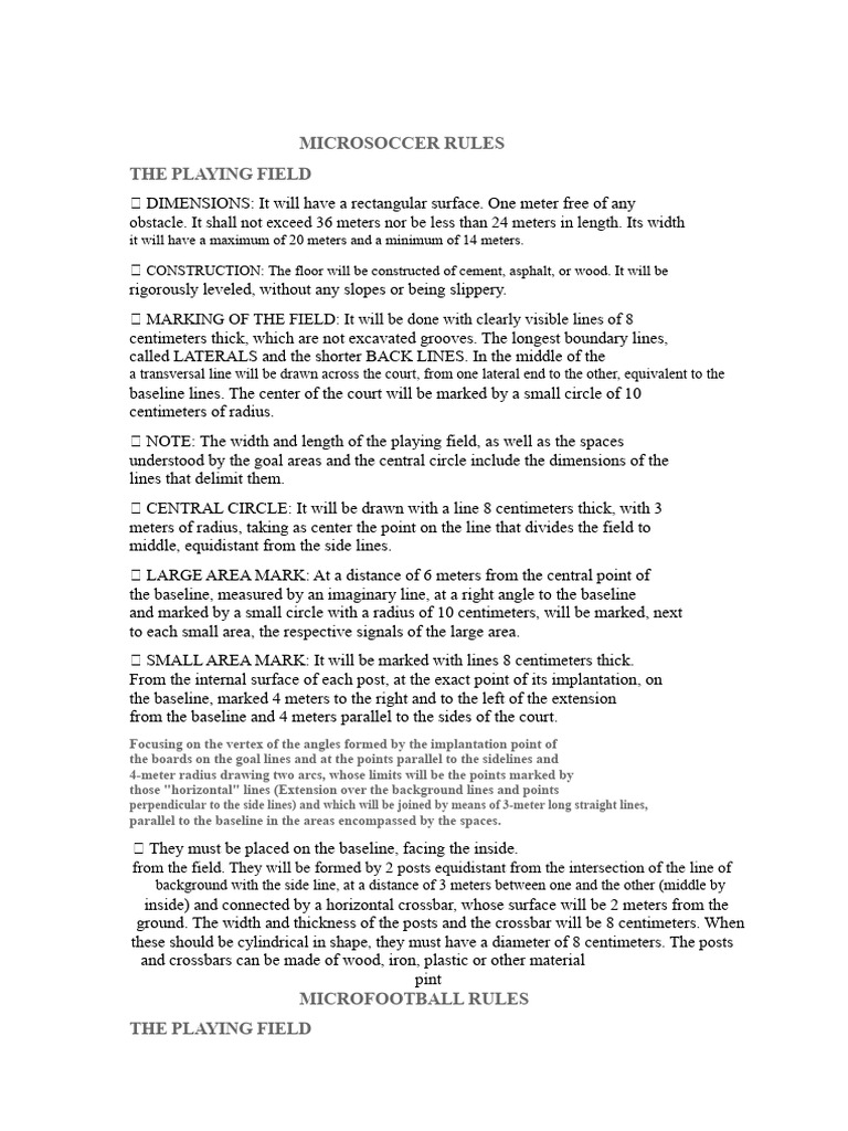 Micro Soccer and Micro Football Rules | PDF | Area | Circle