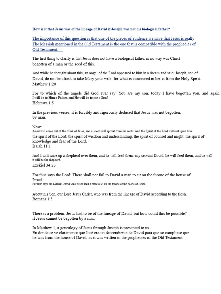 Jesus' Davidic Lineage Explained | PDF | Jesus | Saint Joseph