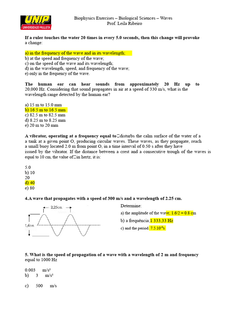 Exercises - Wave Responses | PDF | Frequency | Waves