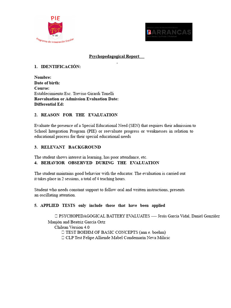 Updated Psychopedagogical Report | PDF | Learning | Motivation
