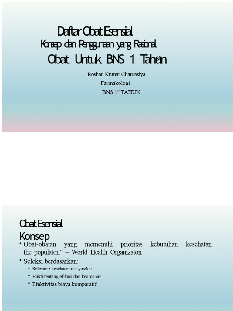 Konsep obat esensial dan penggunaan rasional obat | PDF