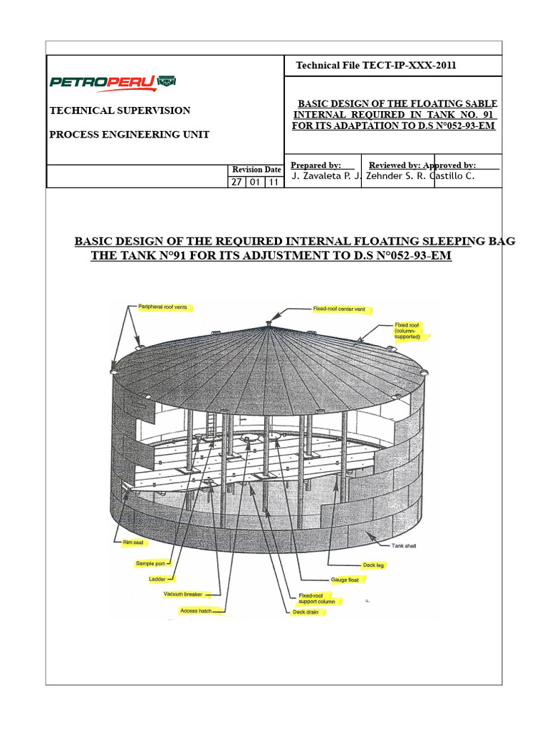 Internal Floating Roof Design for Tank 91 | PDF