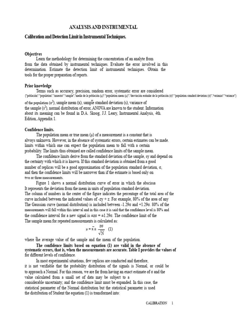 Instrumental Calibration and Detection Limits | PDF | Errors And ...