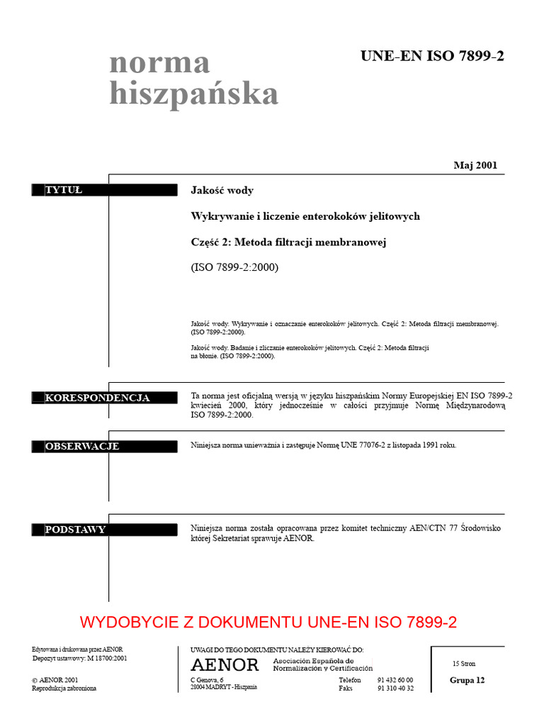 UNE-EN-ISO 7899-2 Enterokoki | PDF