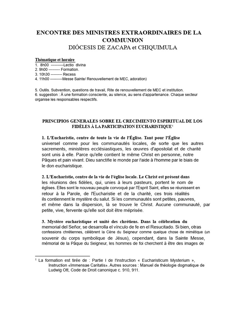 Formation des Ministres de la Communion | PDF | Eucharistie | Église ...