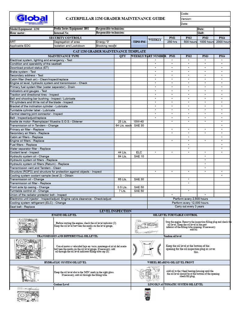 Caterpillar 12M Grader Maintenance Guide | PDF | Motor Vehicle | Vehicles