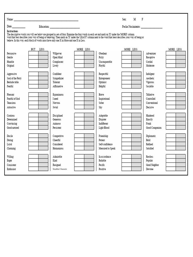 Personality Trait Assessment Guide | PDF | Social Psychology ...