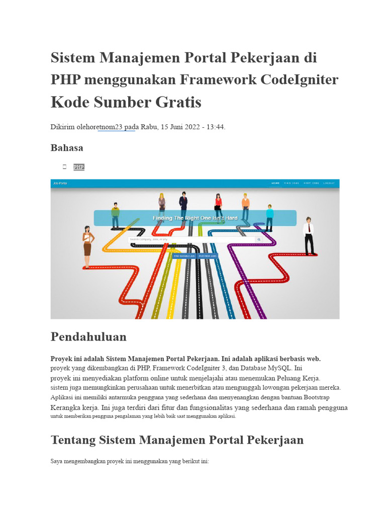 Sistem Portal Pekerjaan PHP CodeIgniter | PDF