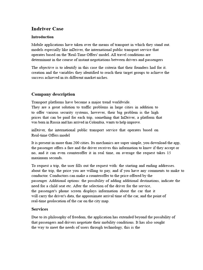inDriver: Revolutionizing Ride Negotiation | PDF | Cargo | Transport