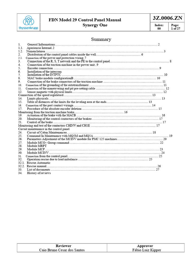 FDN Model 29 Control Panel Manual | PDF | Elevator | Relay