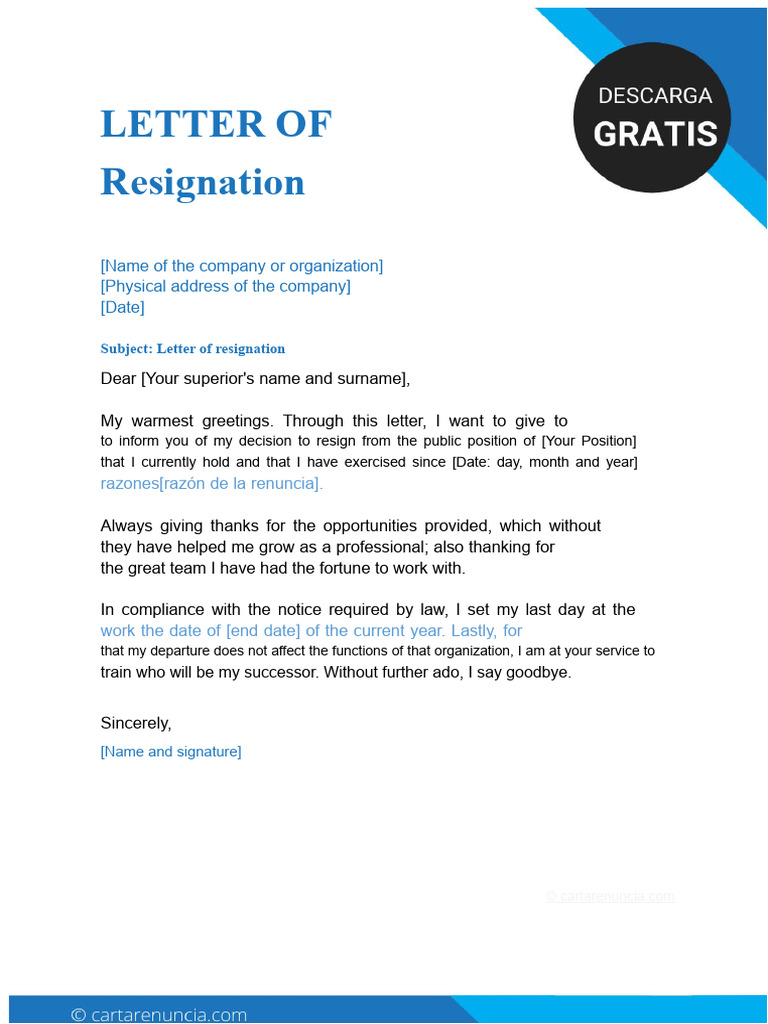 Professional Resignation Letter Template | PDF