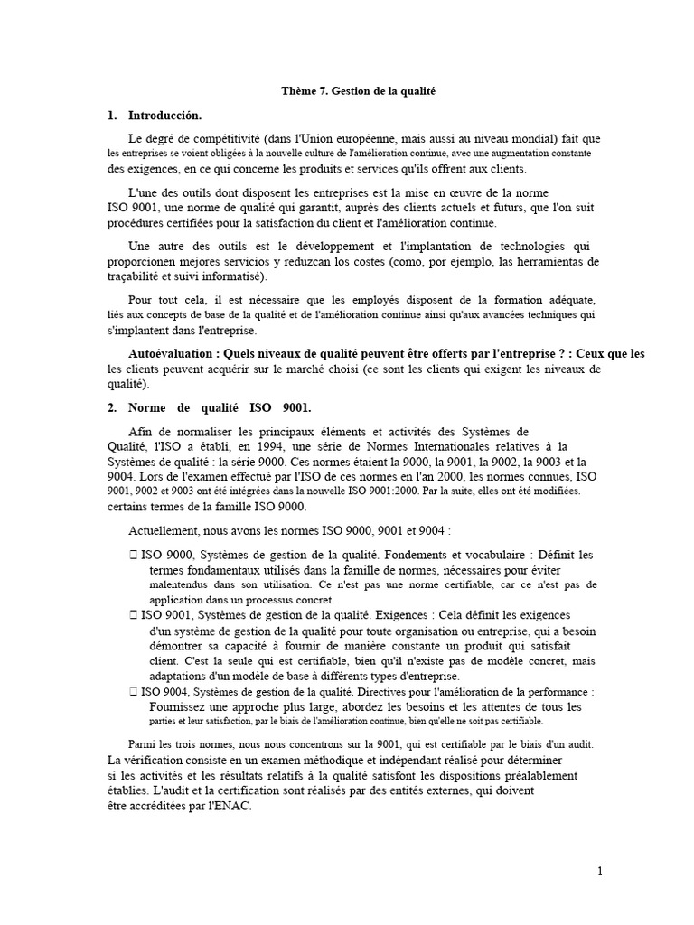 Gestion de la qualité et ISO 9001 | PDF | Management de la qualité ...