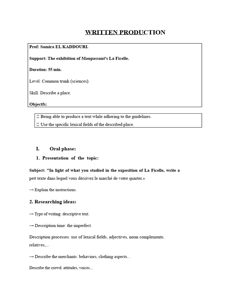 Written Production of The Market | PDF