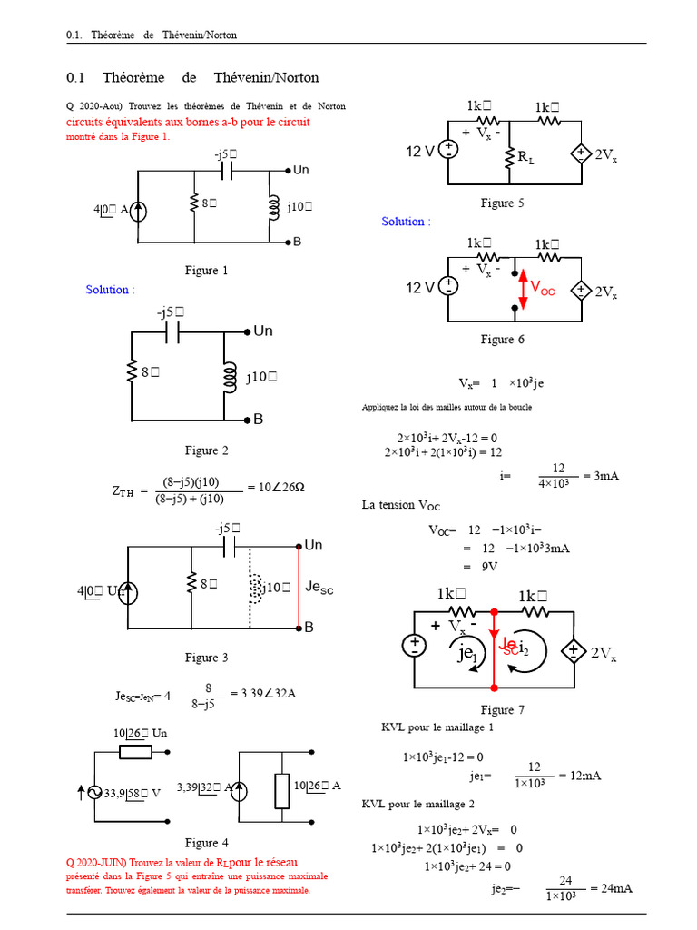Théorème de Thévenin et Norton en Électrotechnique PDF Circuit — free download