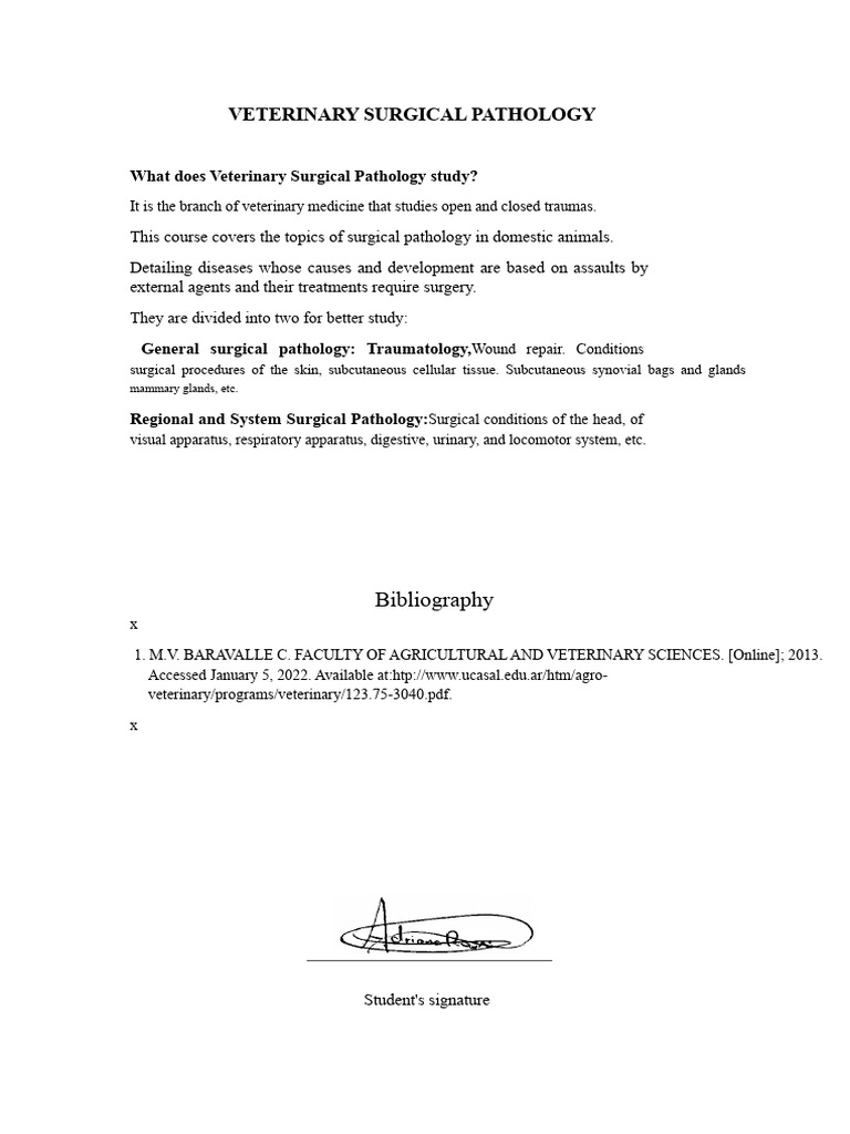 Veterinary Surgical Pathology Overview | PDF