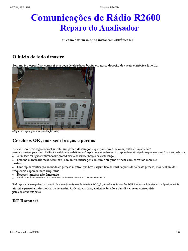 Reparo do Analisador Motorola R2600B | PDF | Fonte de energia | Diodo