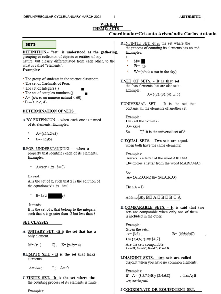 Arithmetic - s01 - Sets - Regular 2024 - 1 - Students | PDF | Set ...