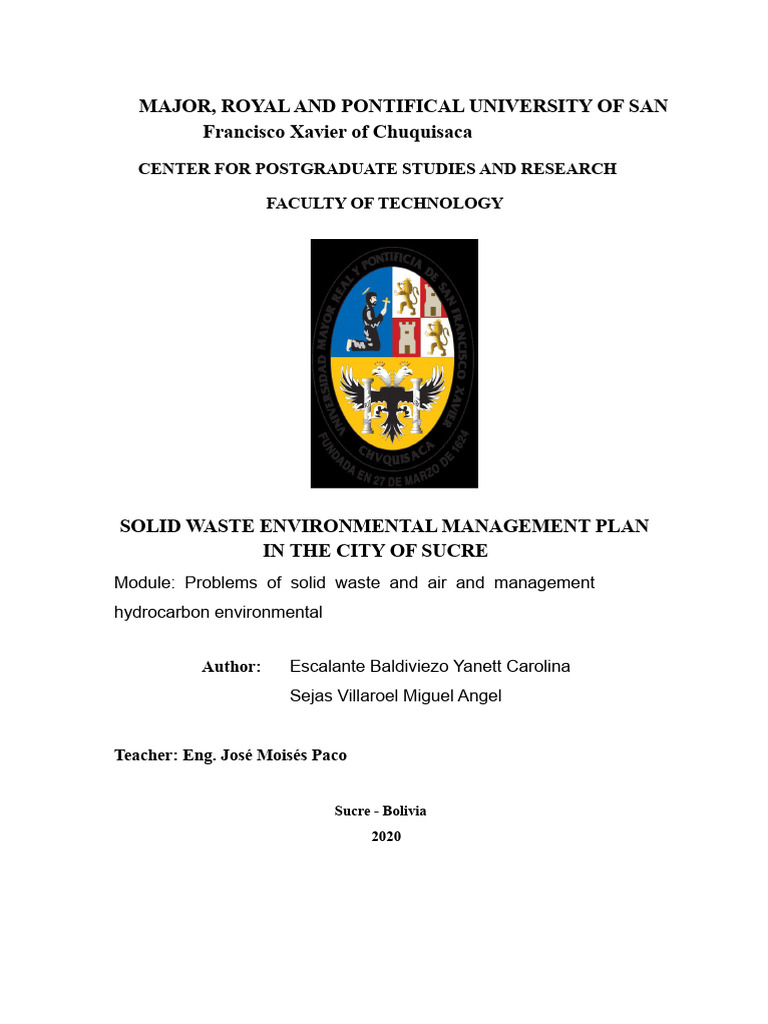 Solid Waste Management Plan Sucre | PDF | Waste | Recycling