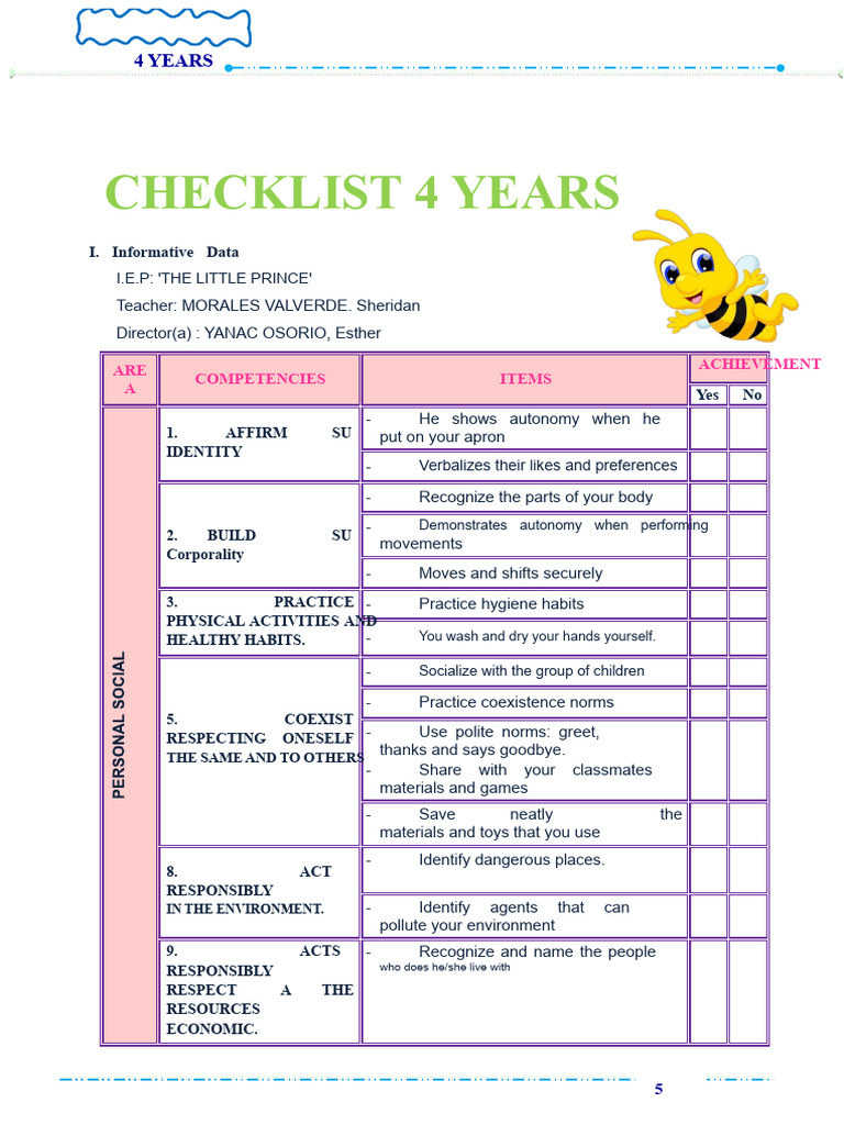 4-Year-Old Development Checklist | PDF | Knowledge | Shape