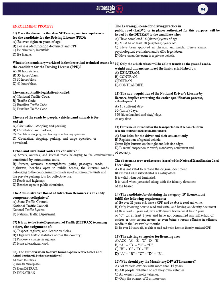 Driving License Enrollment Requirements | PDF | Driver's License ...