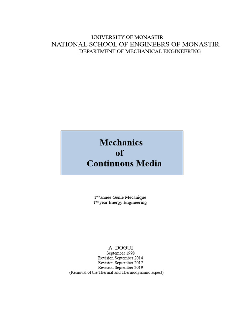 Continuum Mechanics Course Overview | PDF | Continuum Mechanics | Tensor