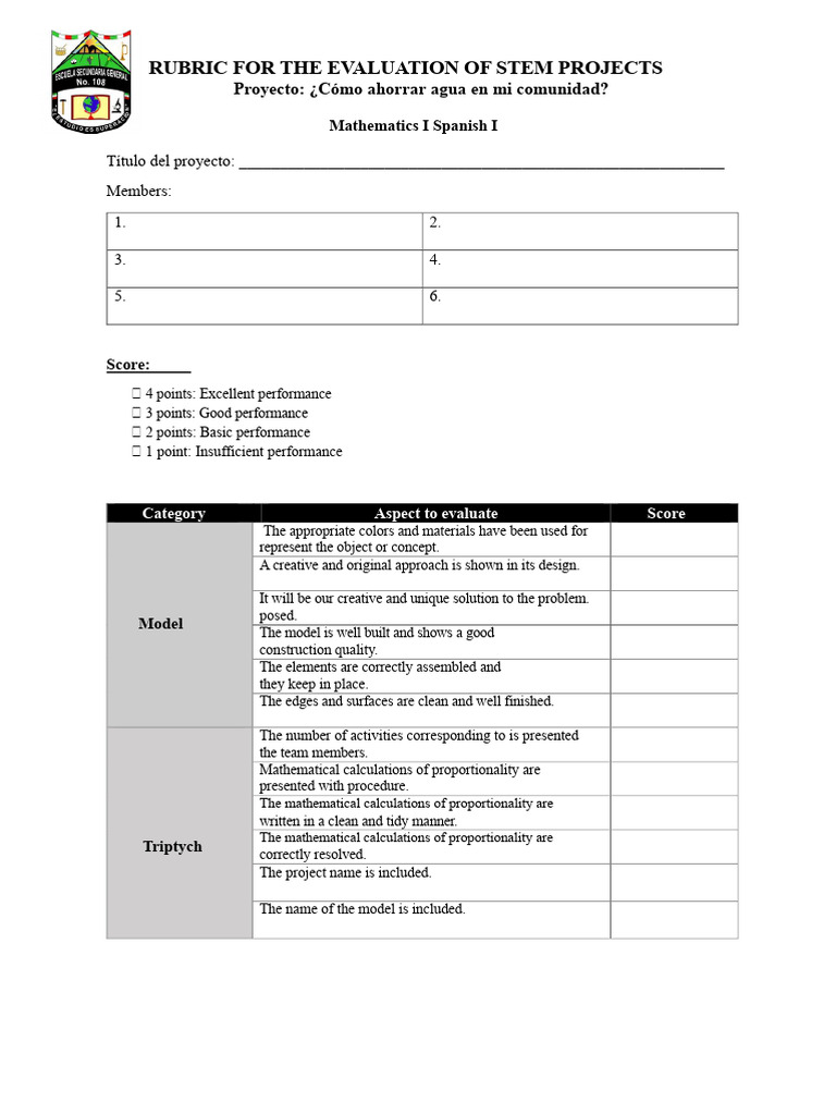 STEM Project Evaluation Rubric | PDF | Mathematics