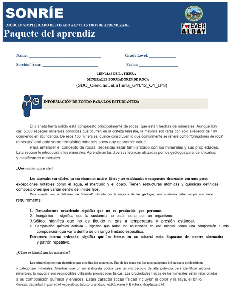 Ciencias de La Tierra - Semana 2 | PDF | Minerales | Magma