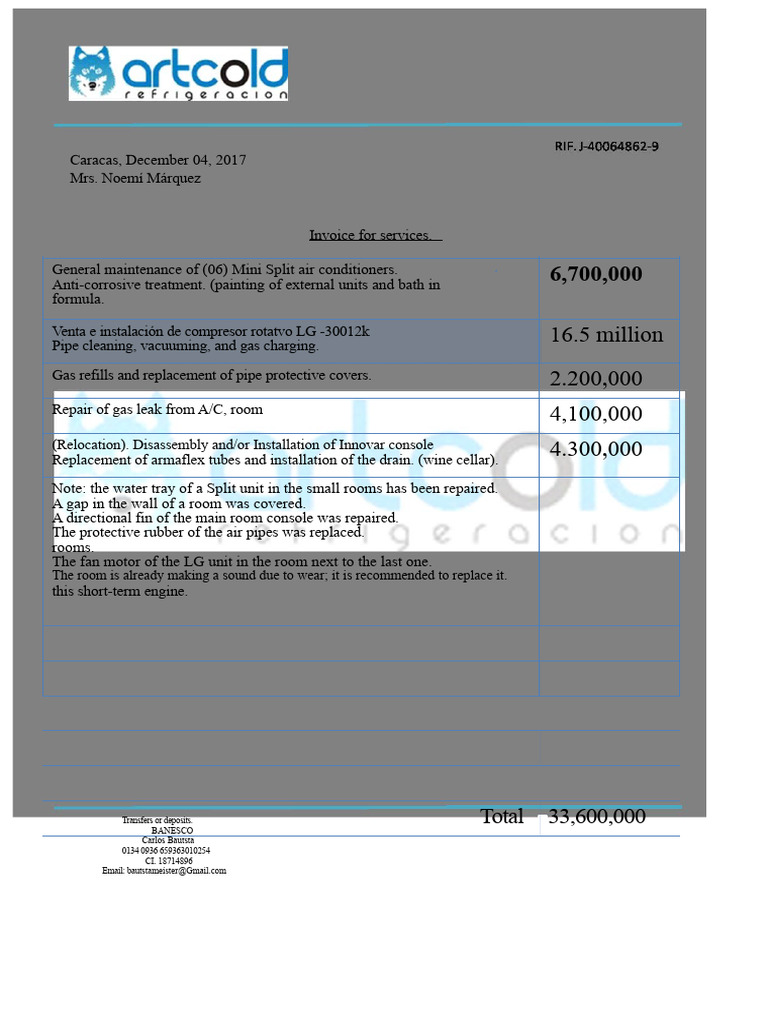 Invoice Noemi Marquez | PDF