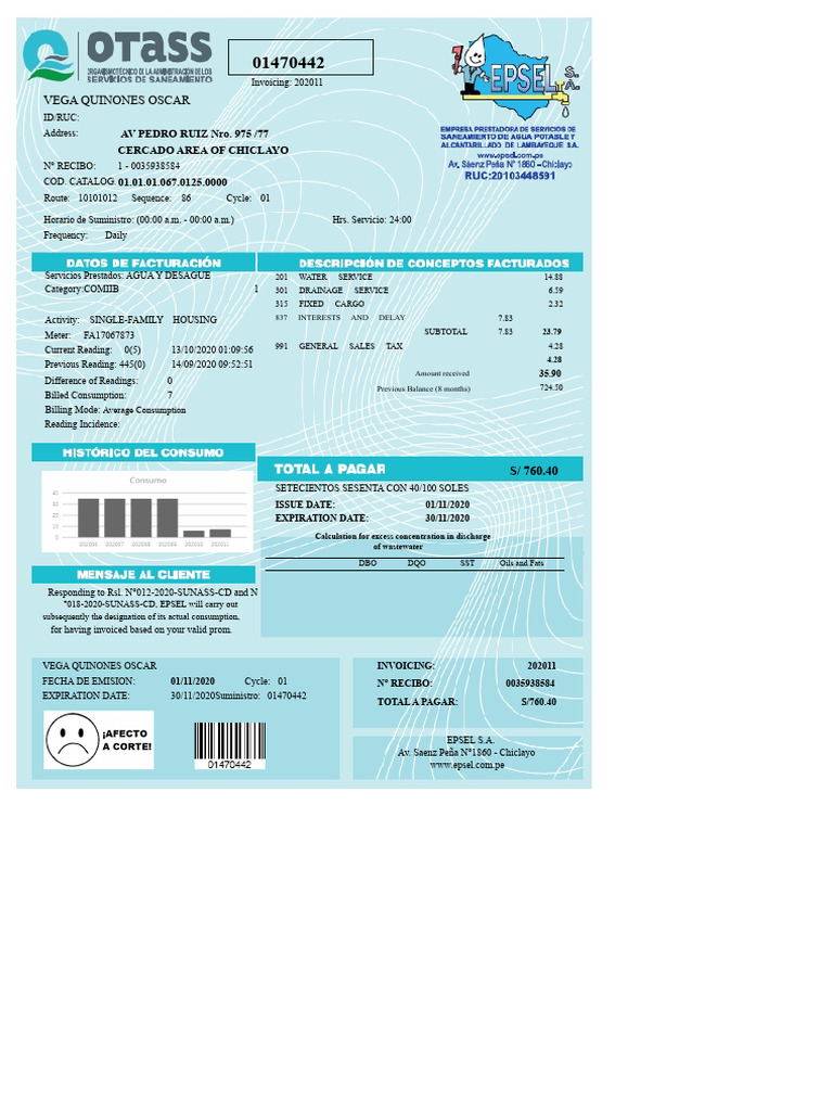 Water and Drainage Invoice 202011 | PDF | Taxes