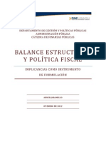 Balance Estructural y Politica Fiscal: Implicancias como instrumentos de formulación