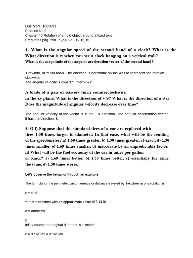 Angular Motion and Inertia Problems | PDF | Rotation Around A Fixed ...