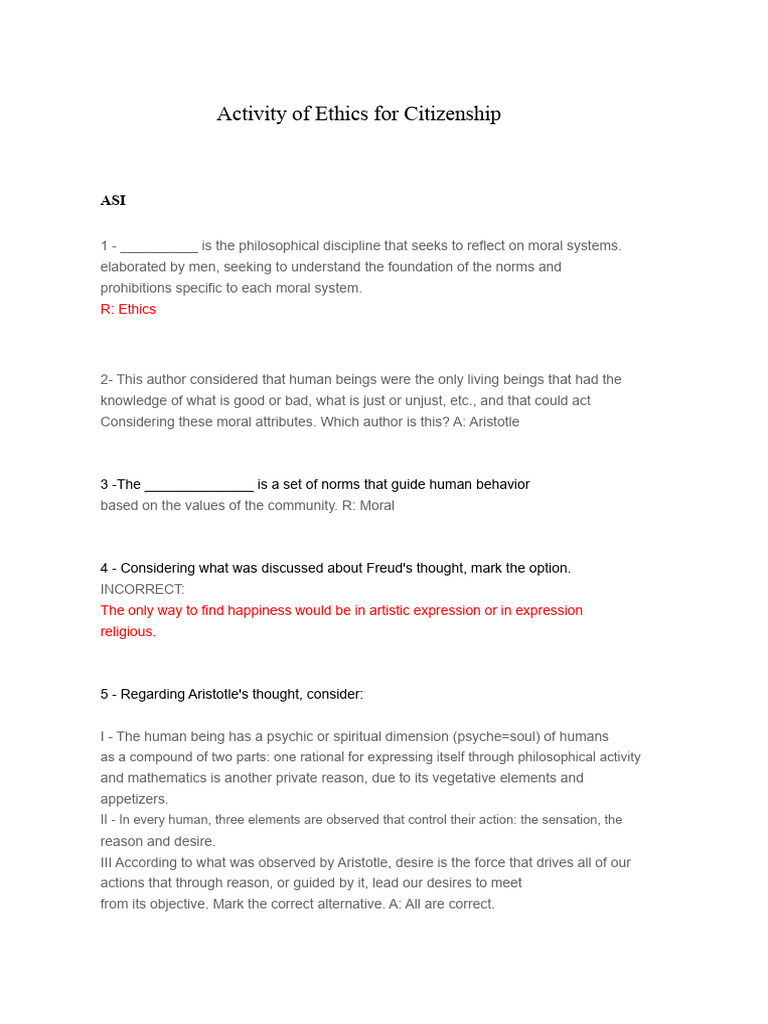 Ethics and Citizenship: Key Concepts Explained | PDF | Reason | Aristotle