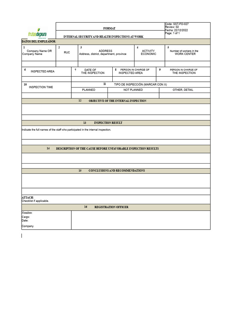 Internal Security and Health Inspections | PDF | Audit | Business