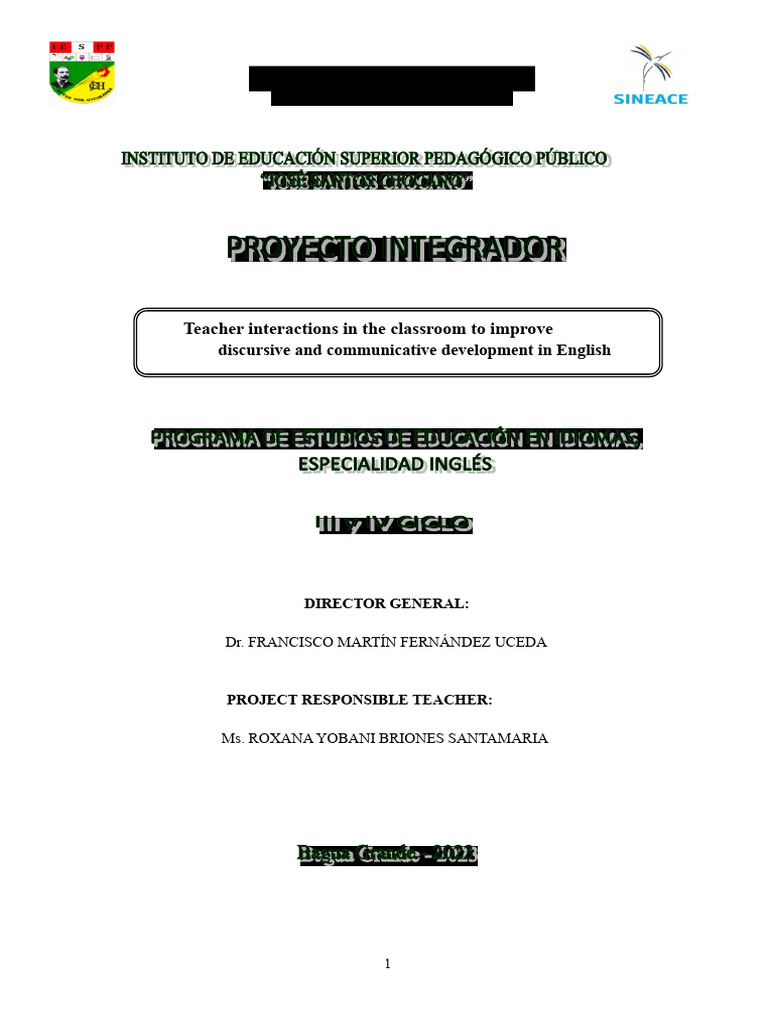 Integrative Project - Languages Specialty English Iii - Iv 2023 | PDF ...